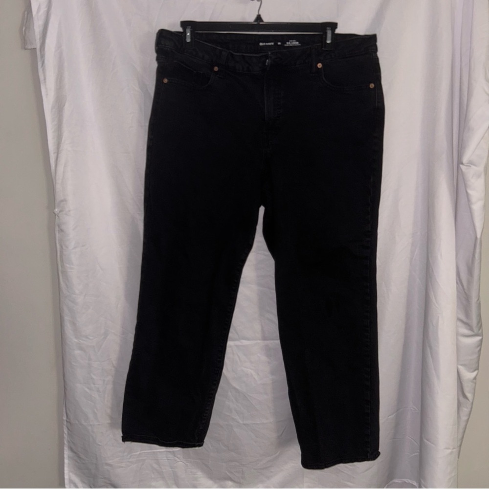 Old Navy Jeans High Rise O.G Loose Bottoms Solid Black Denim Pants 20